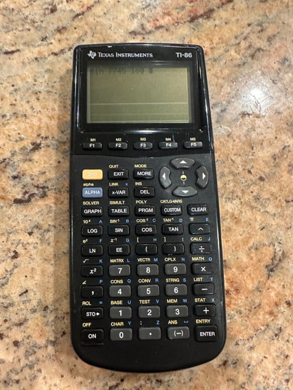 Texas Instruments TI-86 Plus Graphing Calculator Black Working Guc with Dust Cov